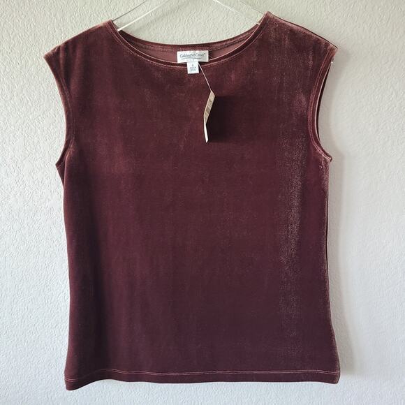 Coldwater Creek Velour Sleeveless Top Tank Size Small Brown NWT New Velvet Party - Picture 1 of 8